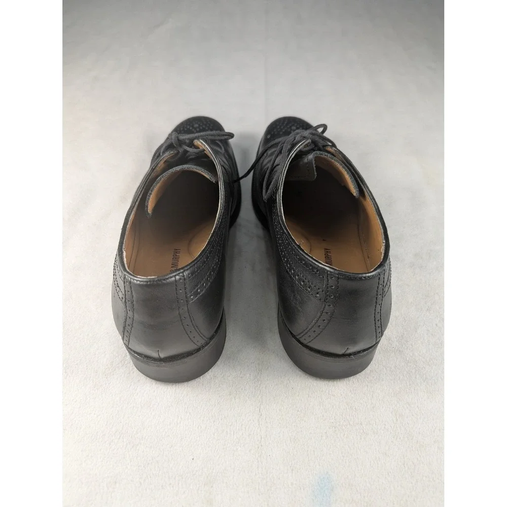 Johnston & Murphy Sheepskin Leather Wingtip Oxford Black Dress Shoes‎ Mens 11M